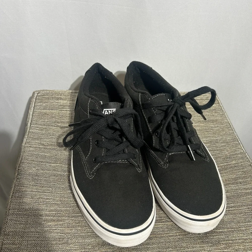 Vans Youth Size 6 Athletic Low Top‎ Textile Canvas Skate Shoes Black TB4R